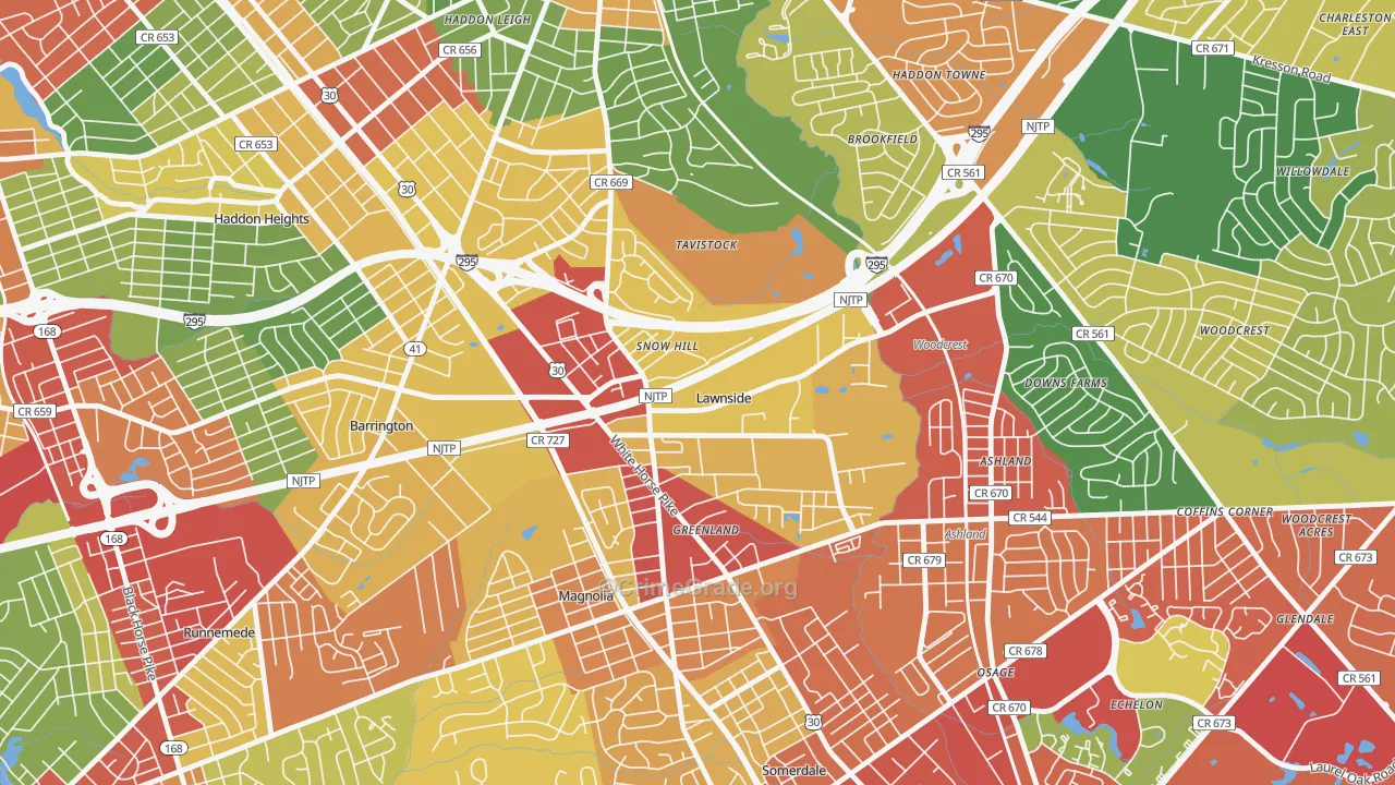 08045, NJ Map of Theft Rates