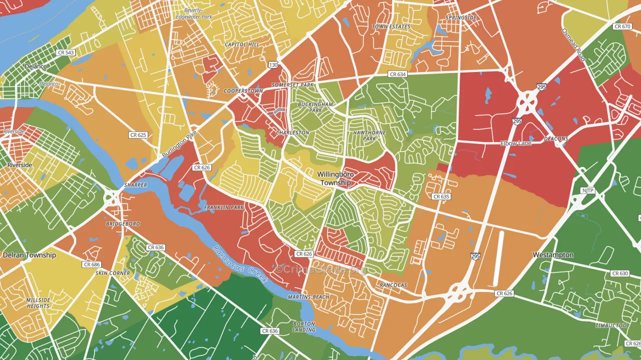 08046, NJ Map of Theft Rates