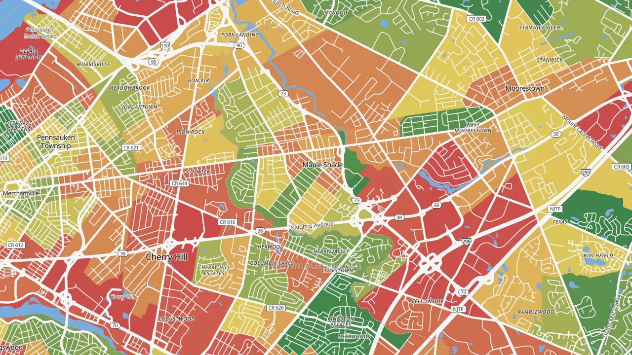 08052, NJ Map of Theft Rates
