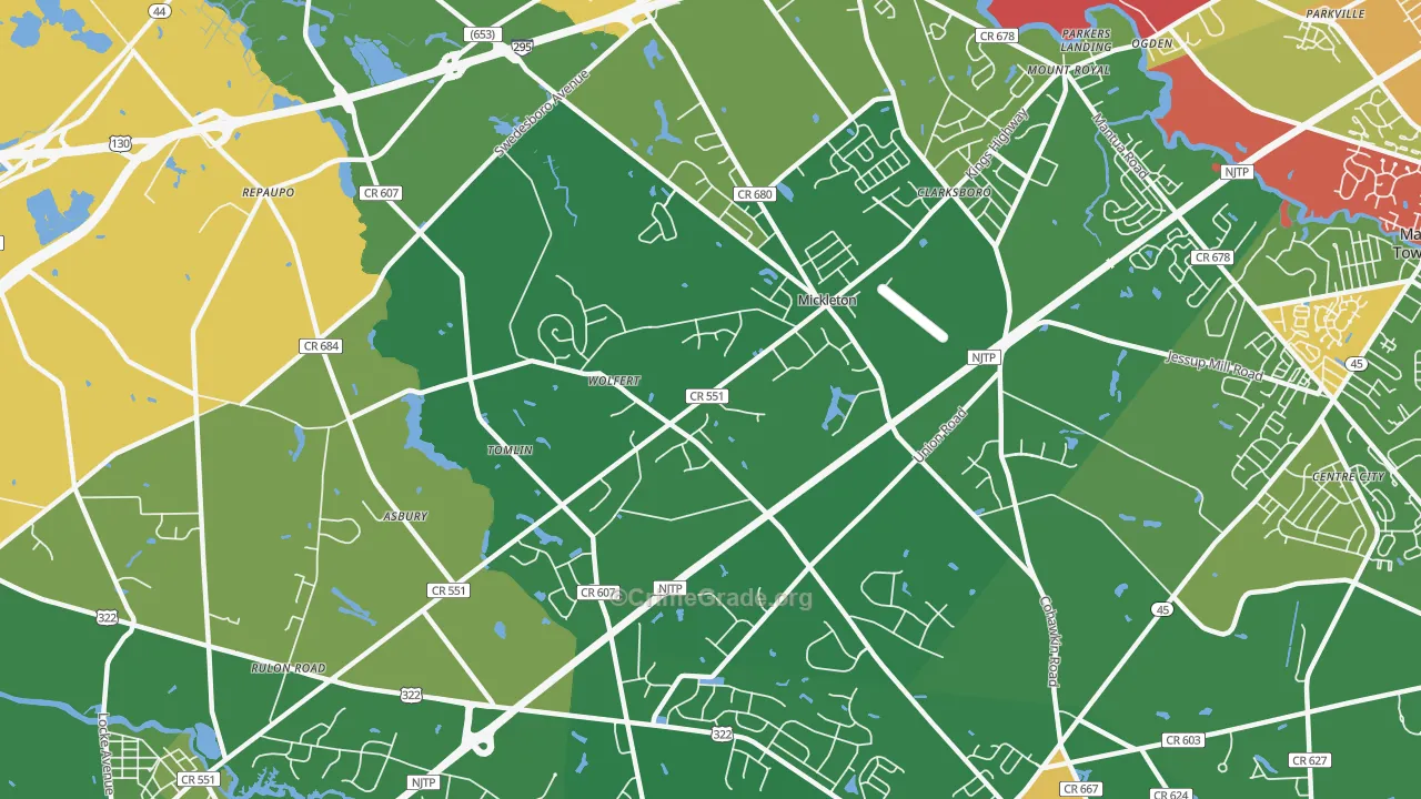 08056, NJ Map of Theft Rates
