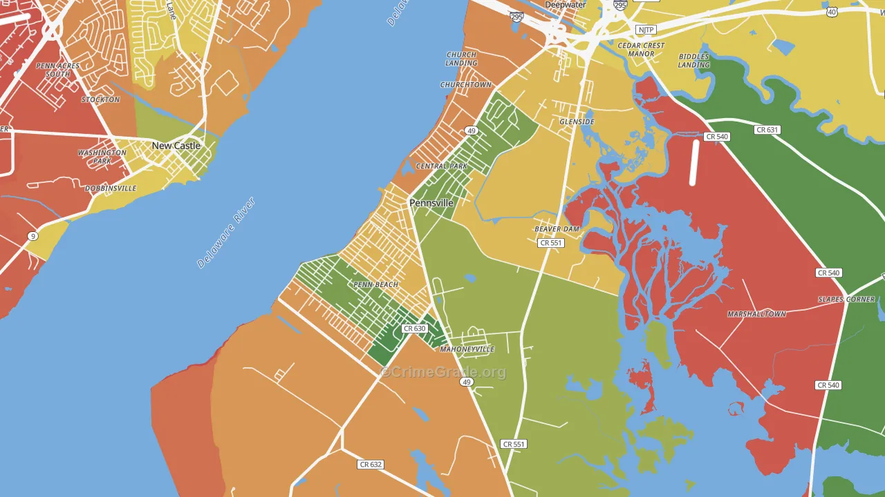 08070, NJ Map of Theft Rates