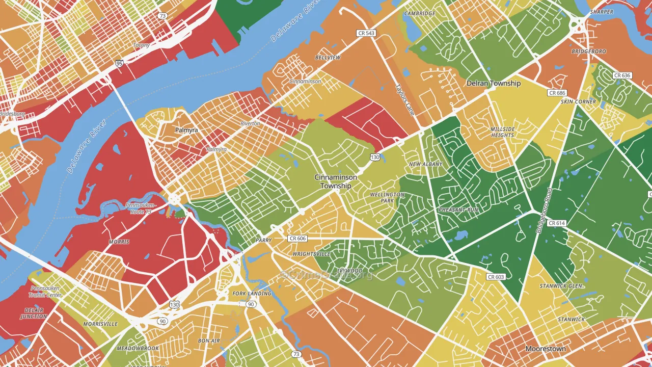 08077, NJ Map of Theft Rates