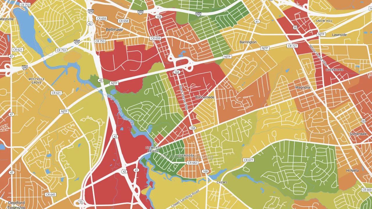 08078, NJ Map of Theft Rates