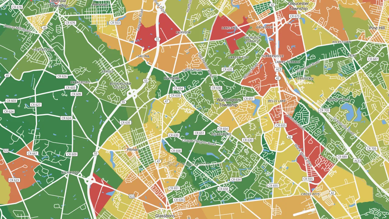 08080, NJ Map of Theft Rates
