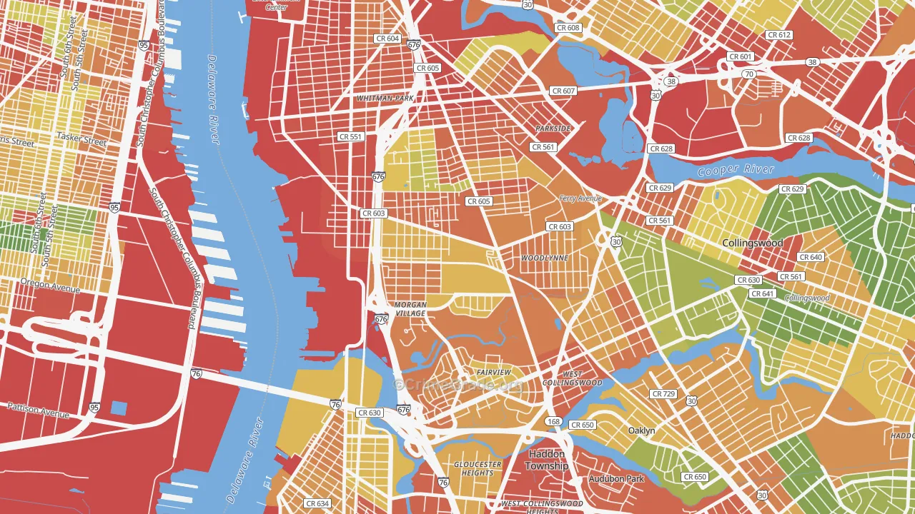 08104, NJ Map of Theft Rates