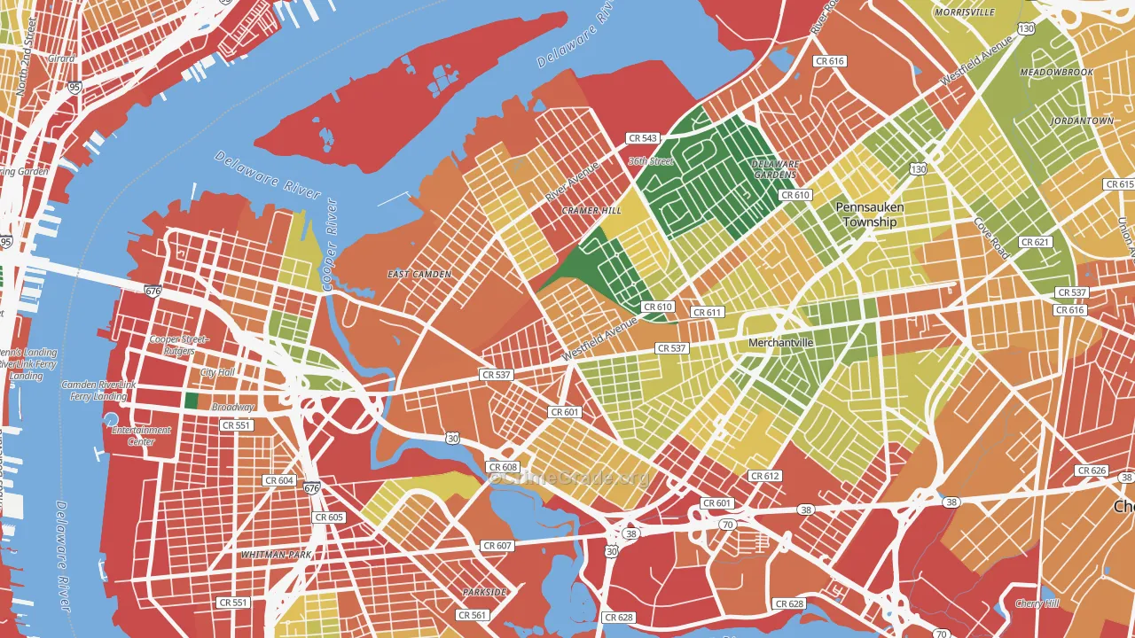 08105, NJ Map of Theft Rates