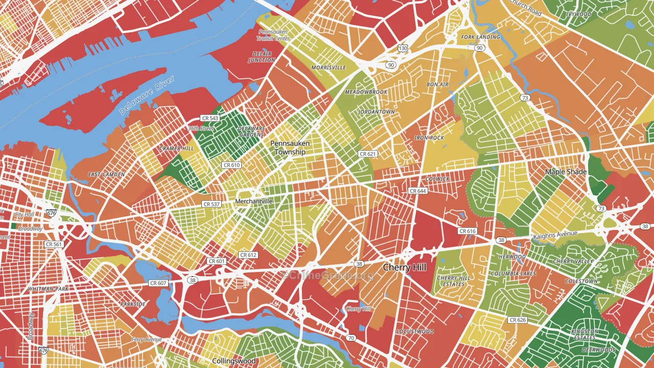 08109, NJ Map of Theft Rates
