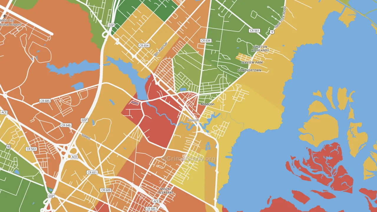 08201, NJ Map of Theft Rates