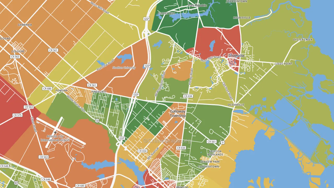 08205, NJ Map of Theft Rates