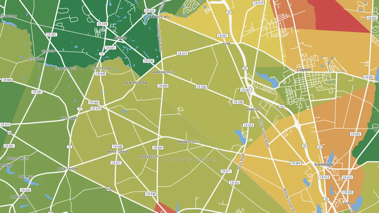 08343, NJ Map of Theft Rates