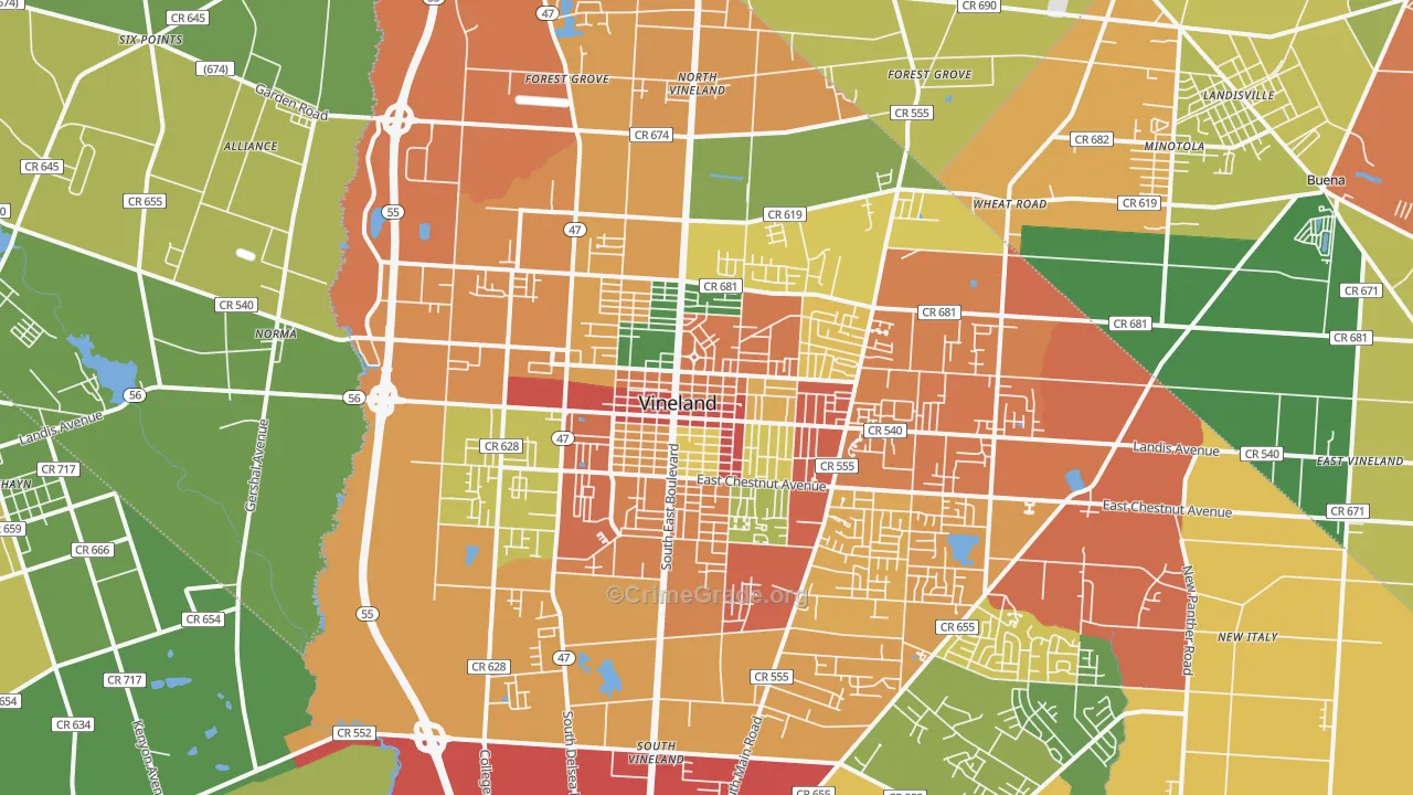 08360, NJ Map of Theft Rates