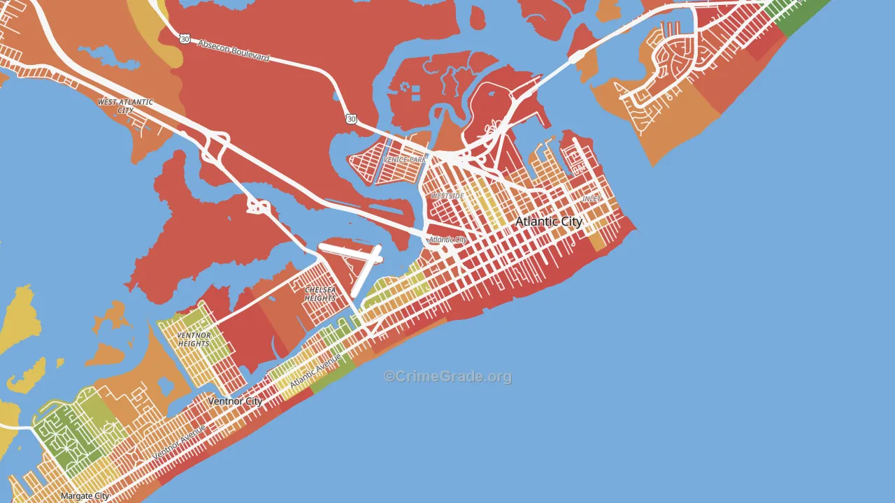 08401, NJ Map of Theft Rates