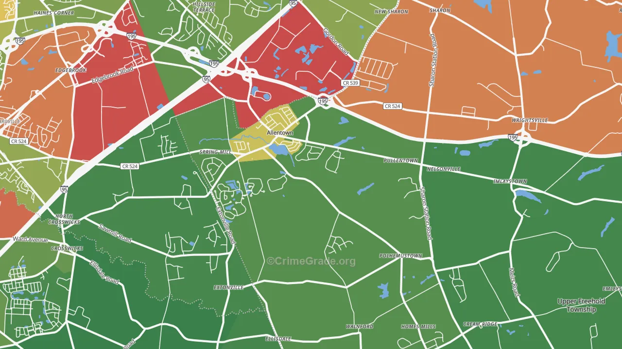 08501, NJ Map of Theft Rates