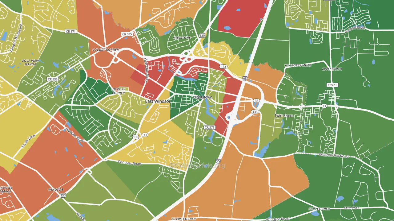 08520, NJ Map of Theft Rates