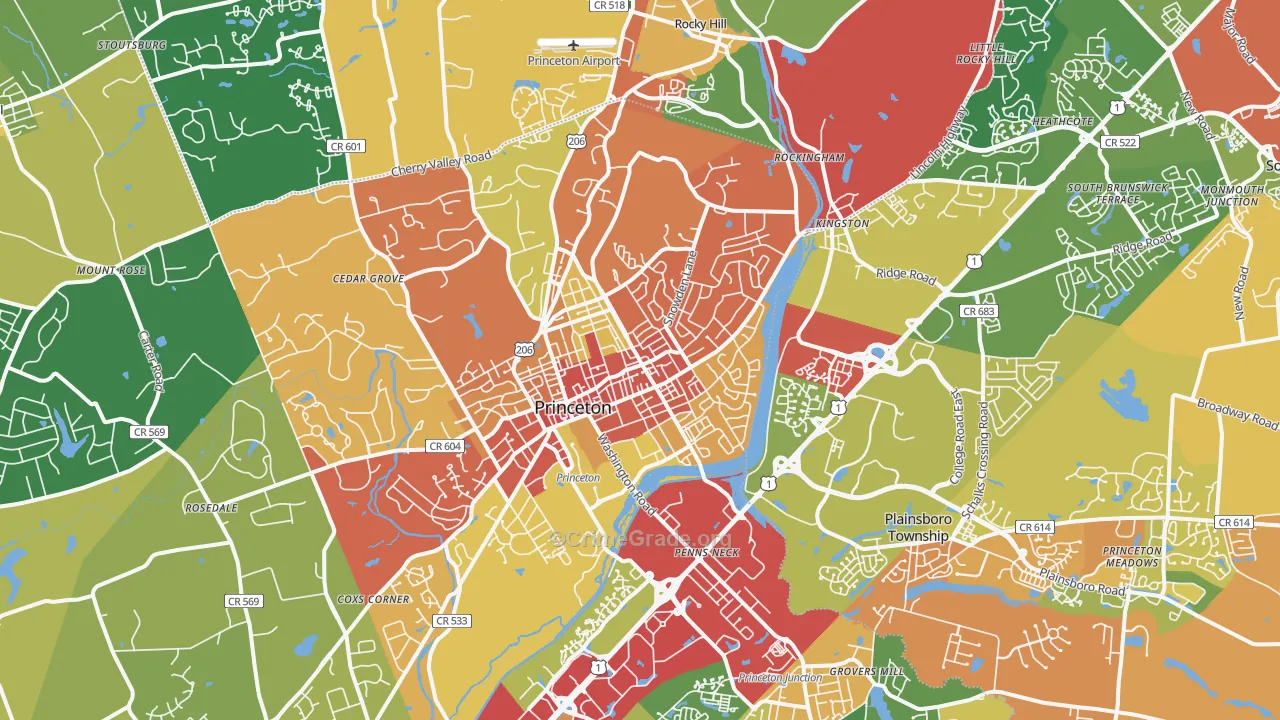08540, NJ Map of Theft Rates