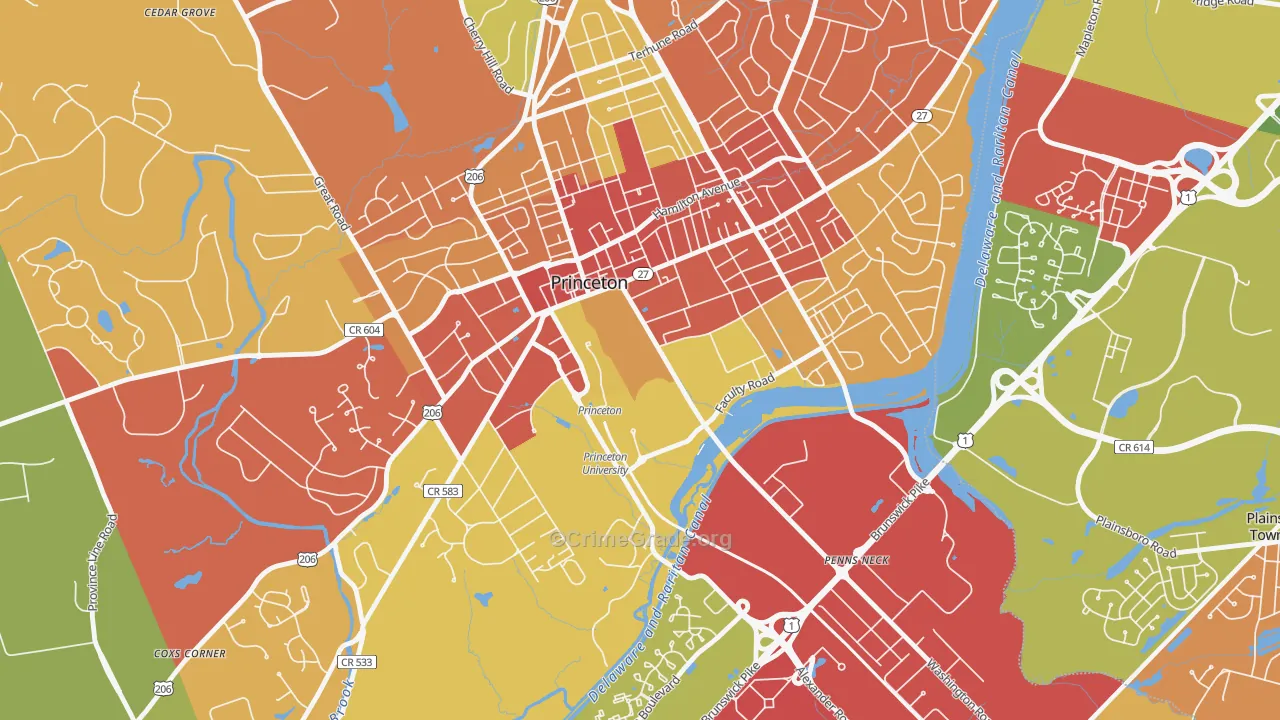 08544, NJ Map of Theft Rates