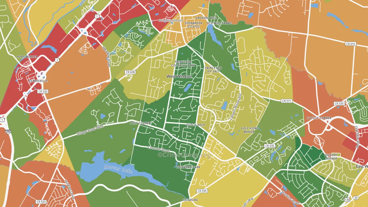 08550, NJ Map of Theft Rates