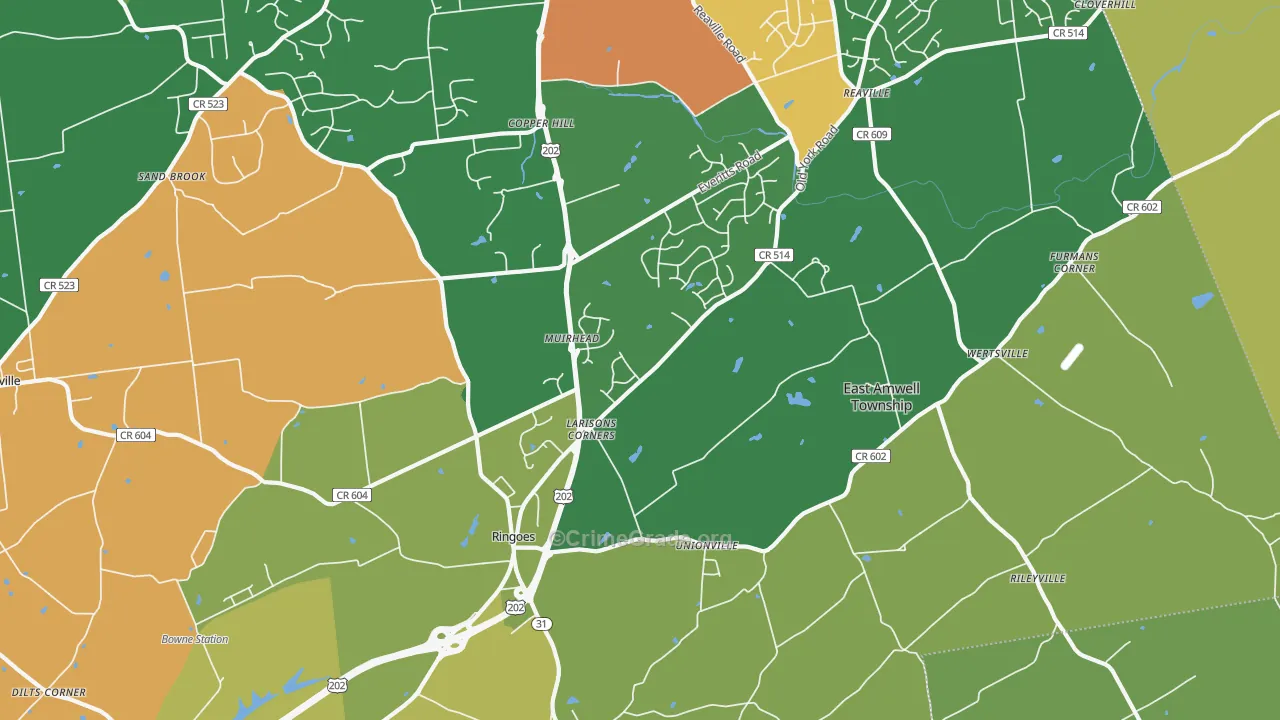 08551, NJ Map of Theft Rates