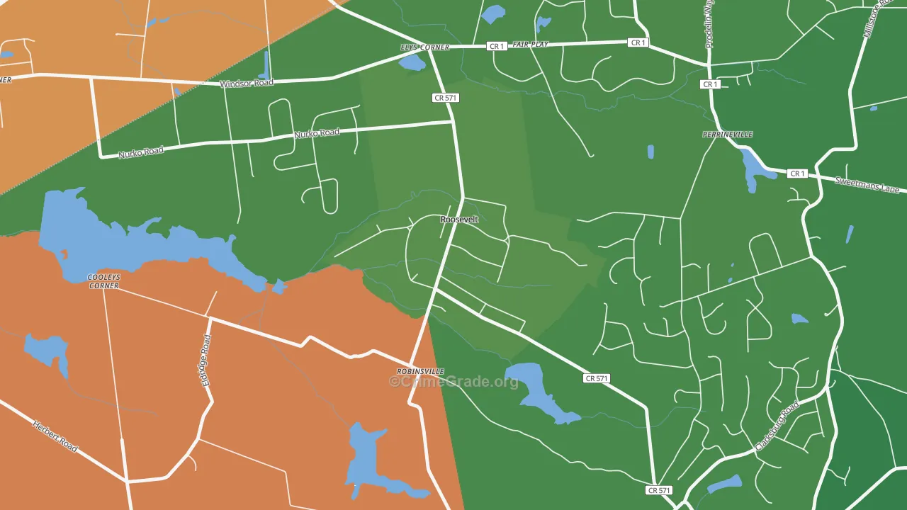 08555, NJ Map of Theft Rates