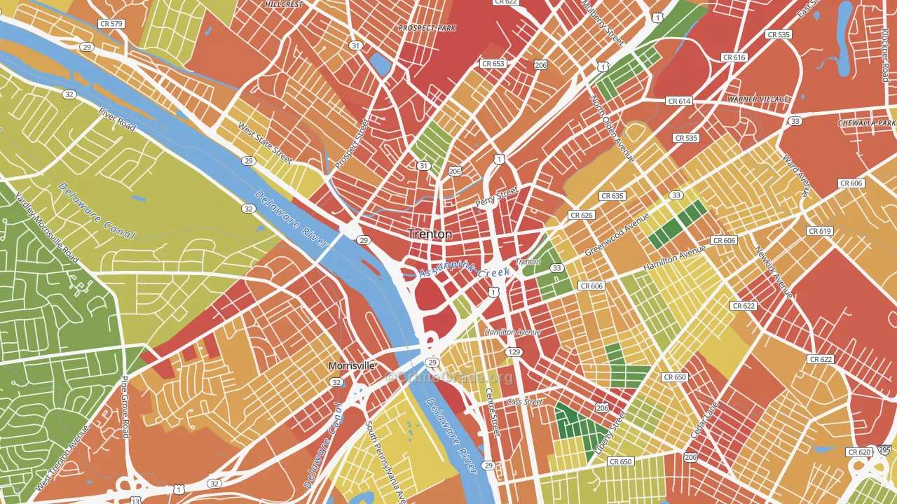 08608, NJ Map of Theft Rates