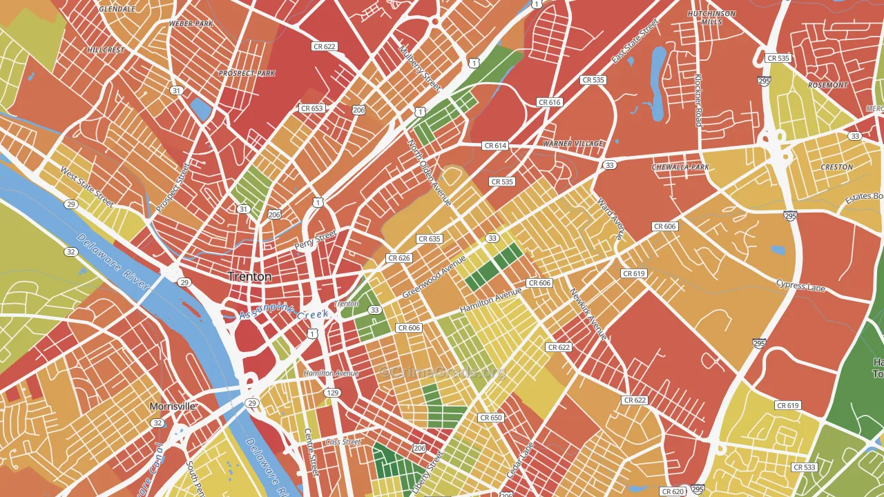 08609, NJ Map of Theft Rates