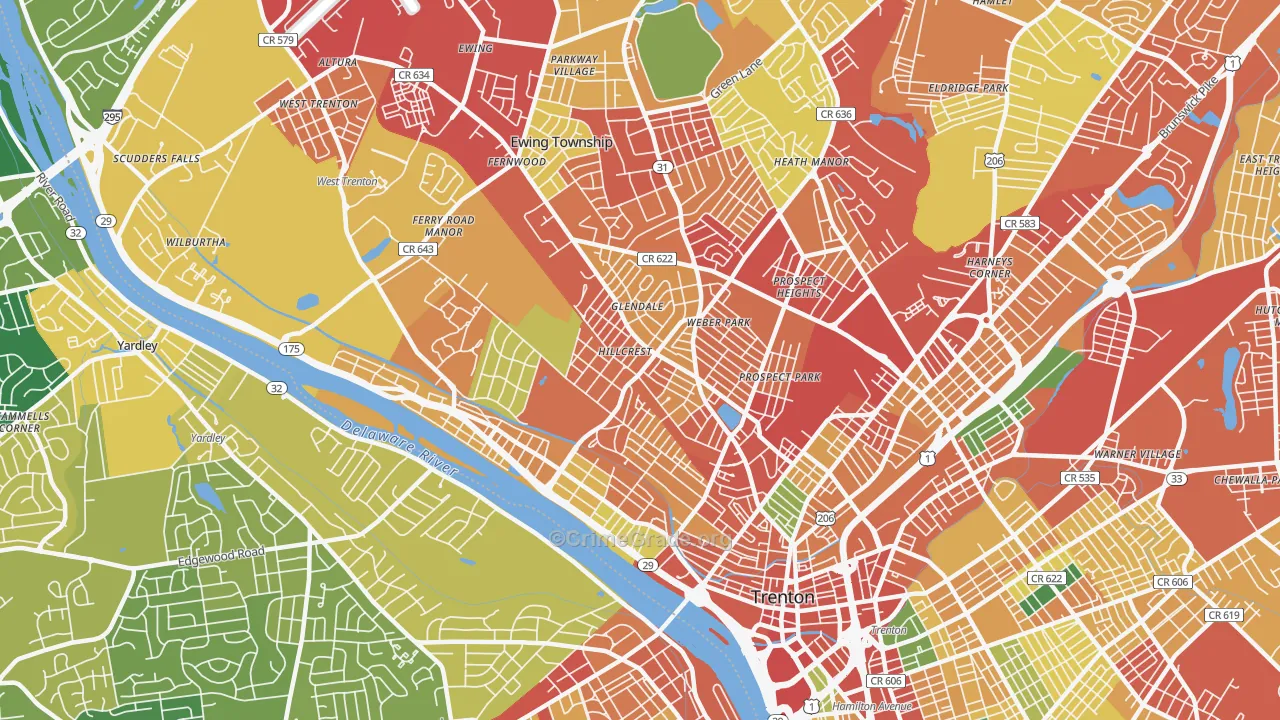 08618, NJ Map of Theft Rates