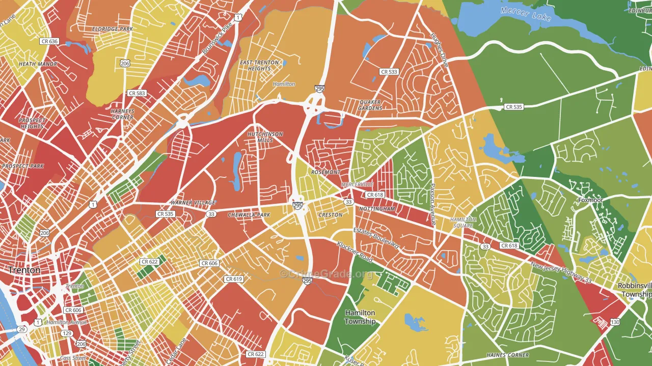 08619, NJ Map of Theft Rates