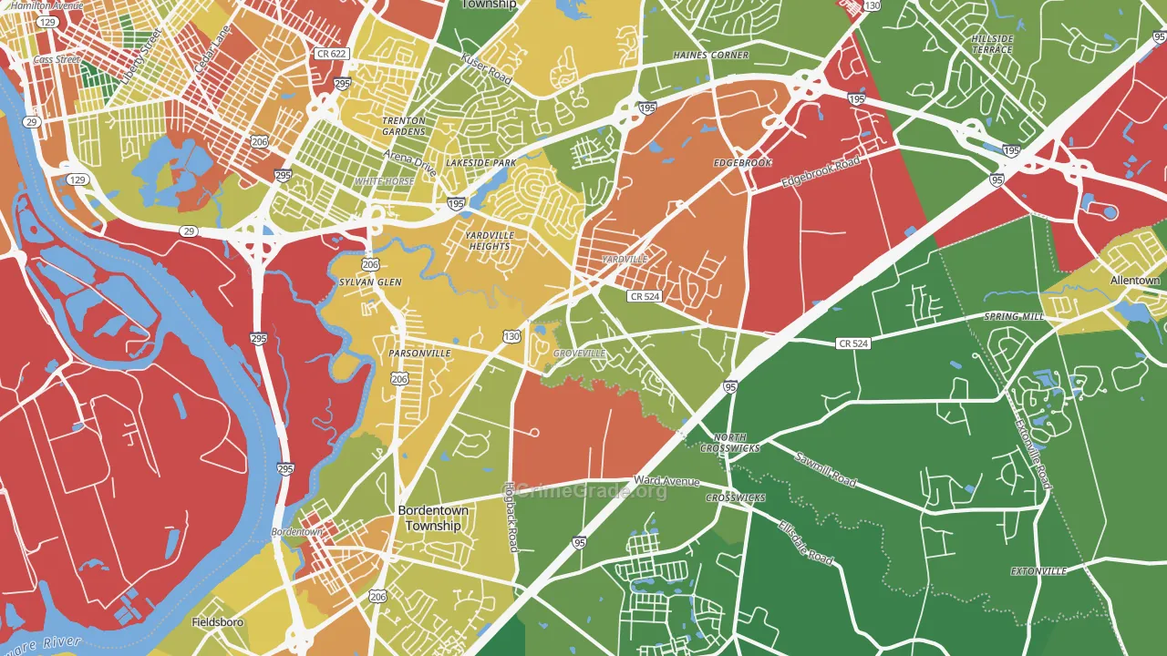 08620, NJ Map of Theft Rates