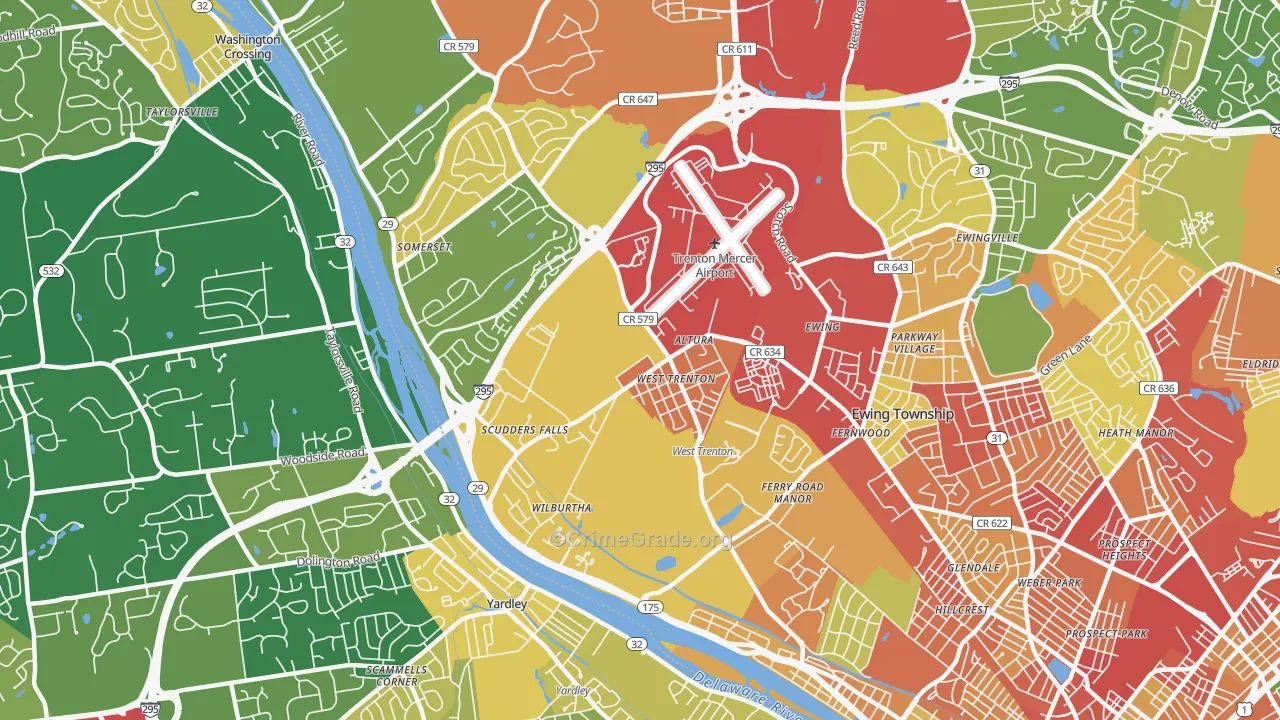 08628, NJ Map of Theft Rates