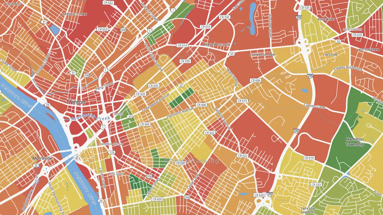 08629, NJ Map of Theft Rates