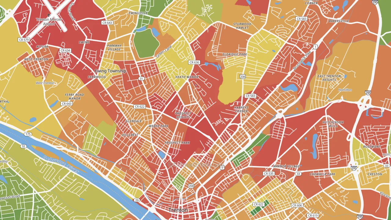 08638, NJ Map of Theft Rates