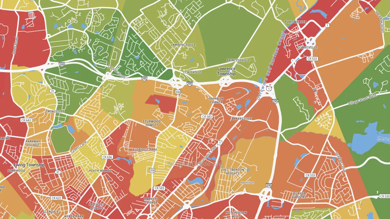 08648, NJ Map of Theft Rates