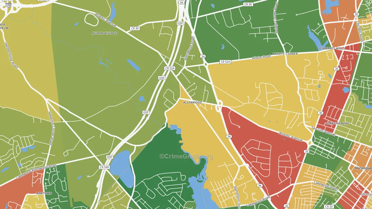 08720, NJ Map of Theft Rates