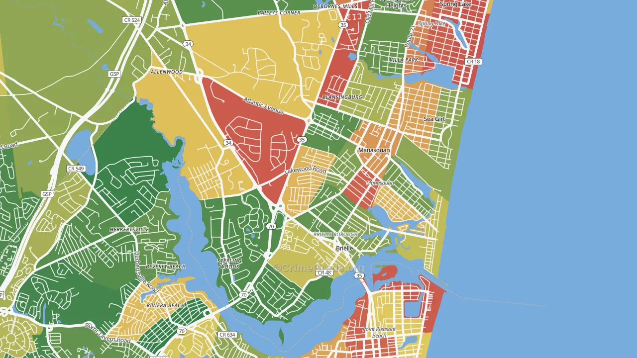08736, NJ Map of Theft Rates