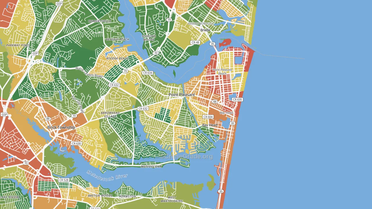 08742, NJ Map of Theft Rates