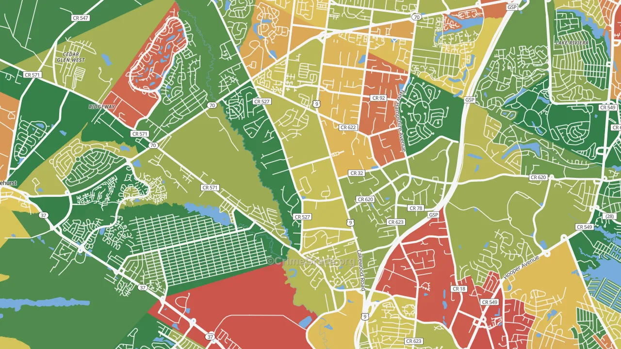 08755, NJ Map of Theft Rates