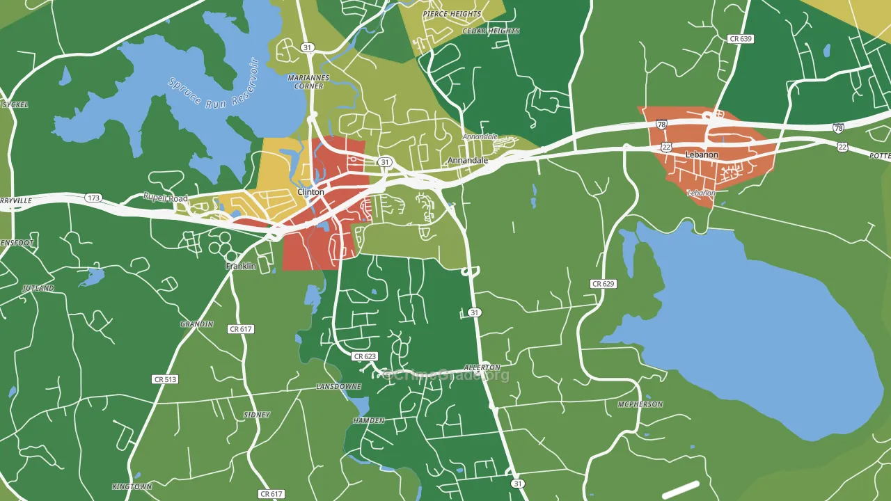 08801, NJ Map of Theft Rates