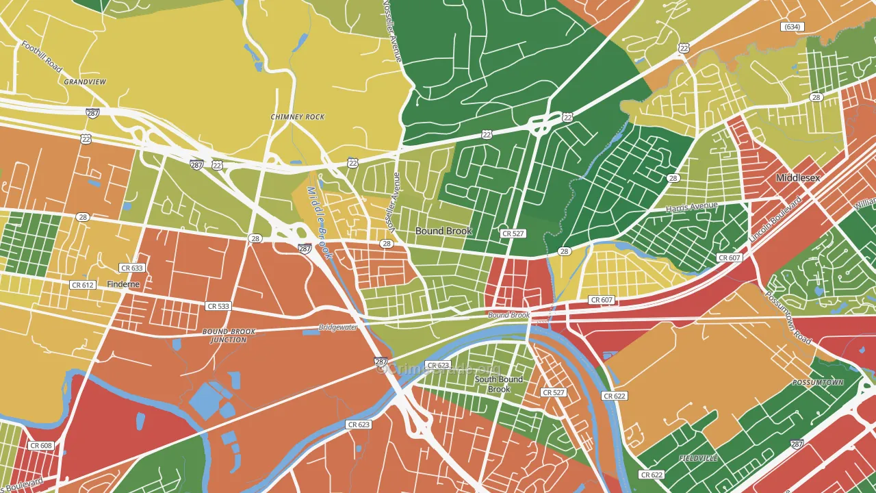 08805, NJ Map of Theft Rates