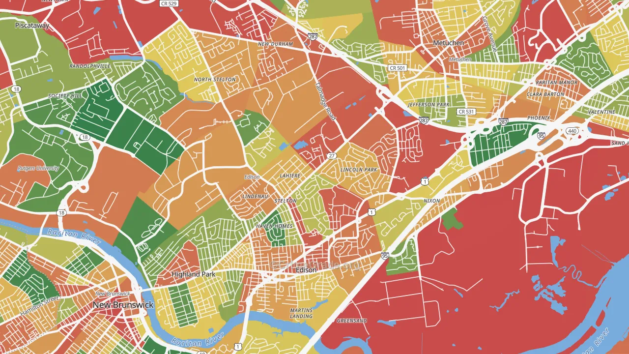 08817, NJ Map of Theft Rates