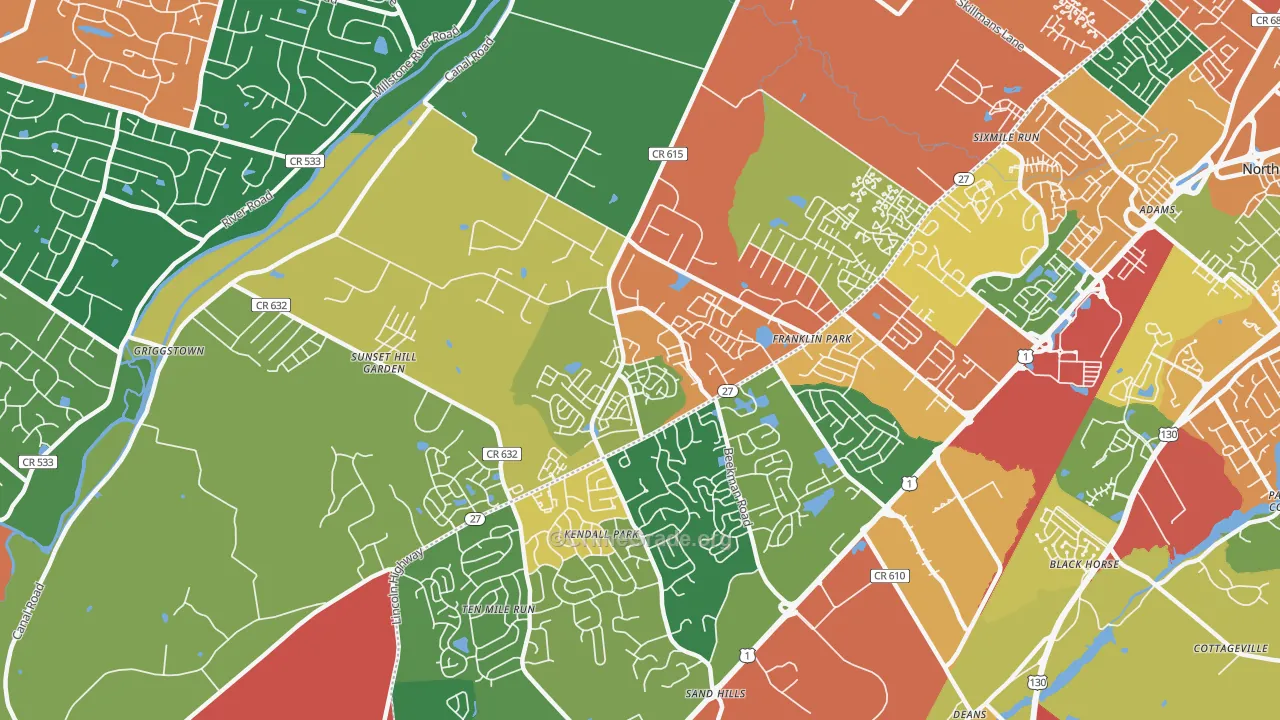 08823, NJ Map of Theft Rates