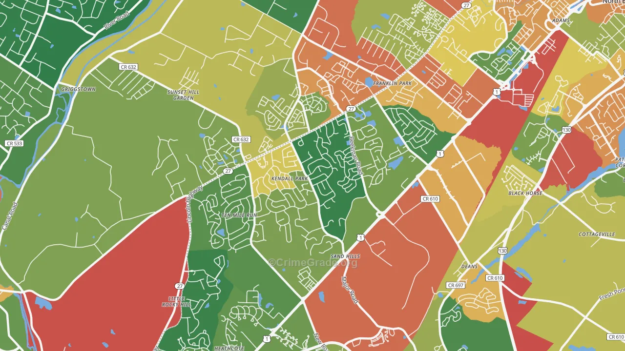08824, NJ Map of Theft Rates