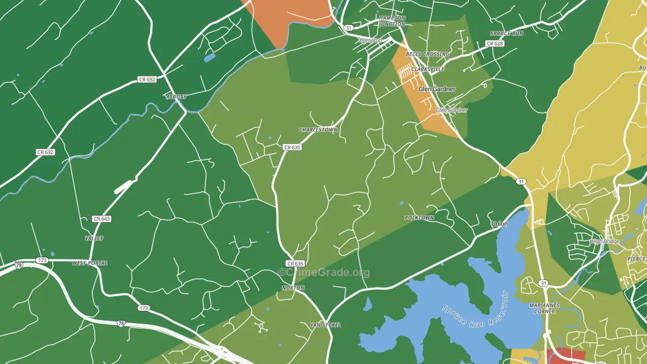 08827, NJ Map of Theft Rates