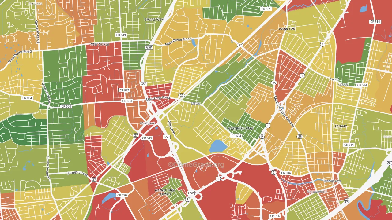 08830, NJ Map of Theft Rates