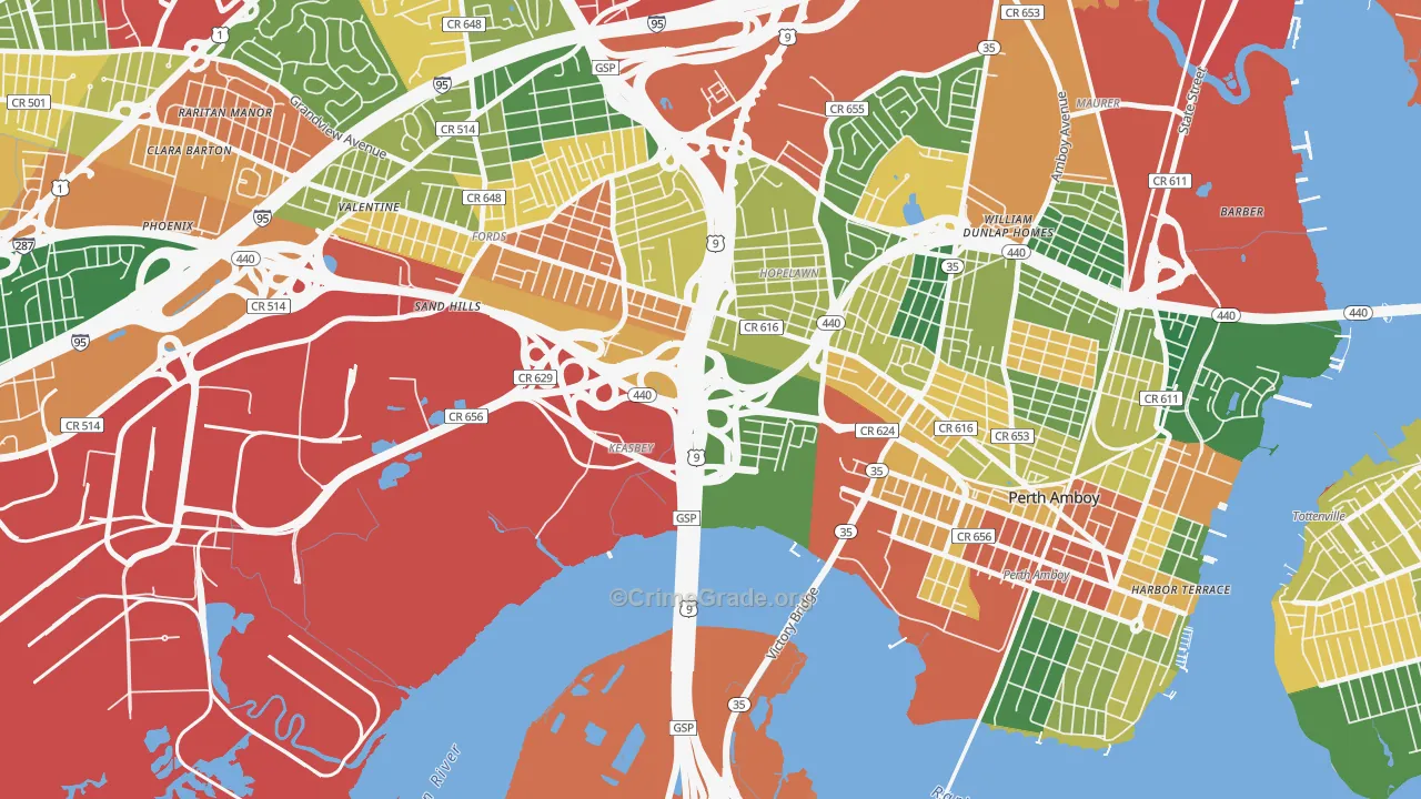 08832, NJ Map of Theft Rates