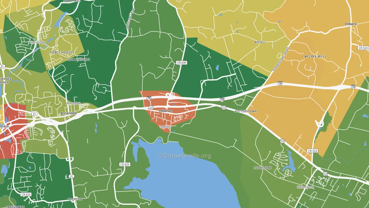 08833, NJ Map of Theft Rates