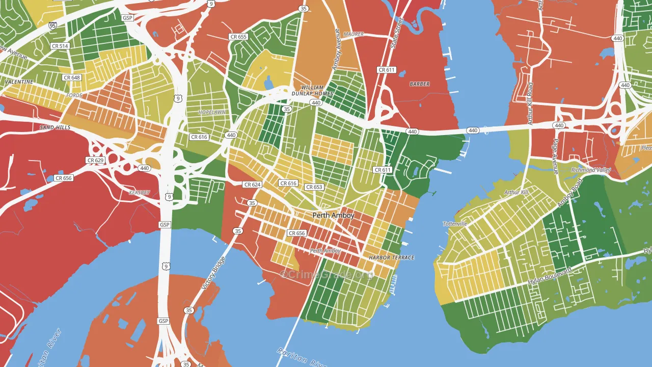 08861, NJ Map of Theft Rates