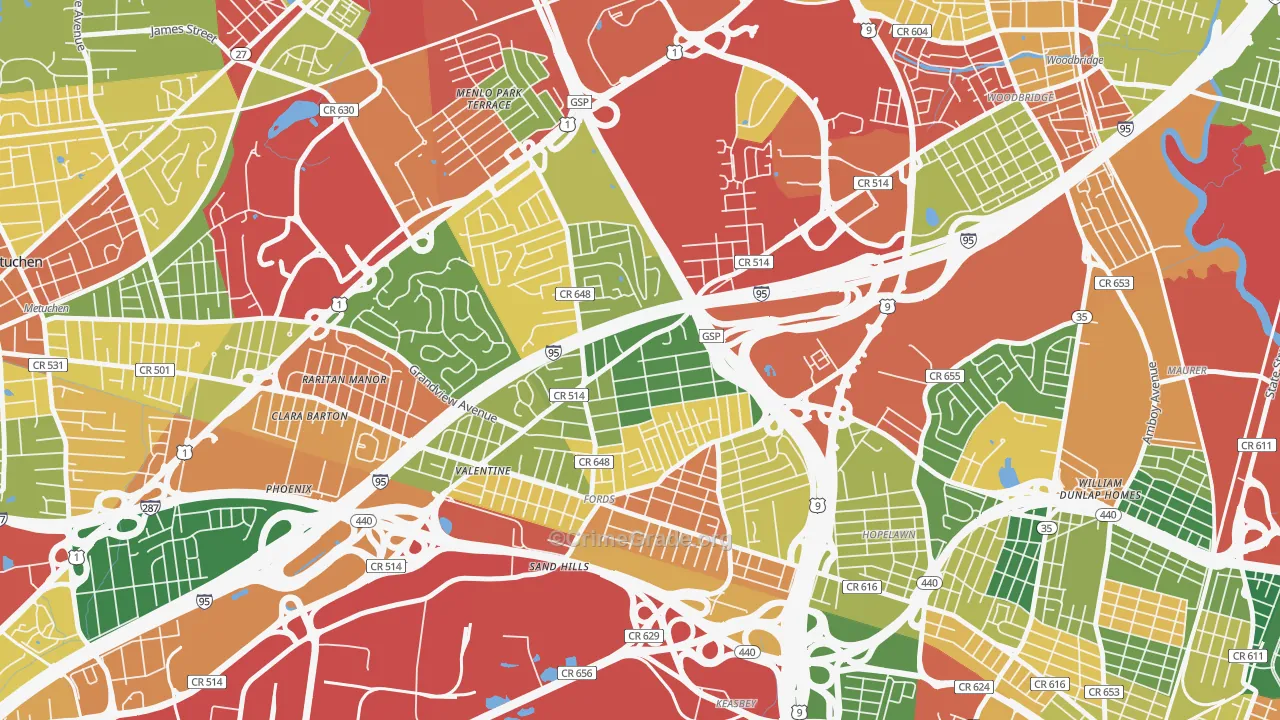08863, NJ Map of Theft Rates
