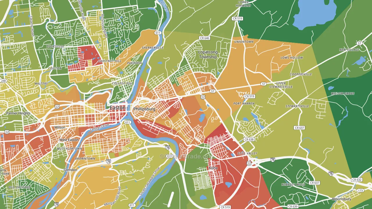 08865, NJ Map of Theft Rates