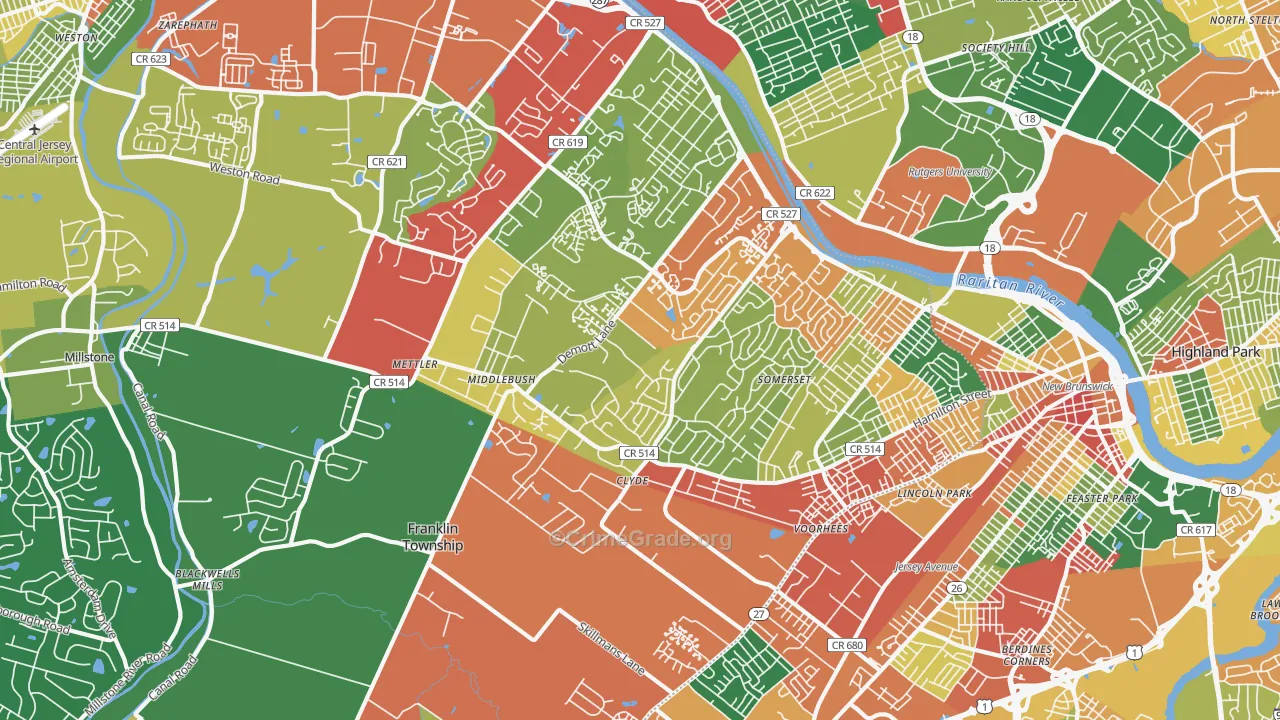 08873, NJ Map of Theft Rates