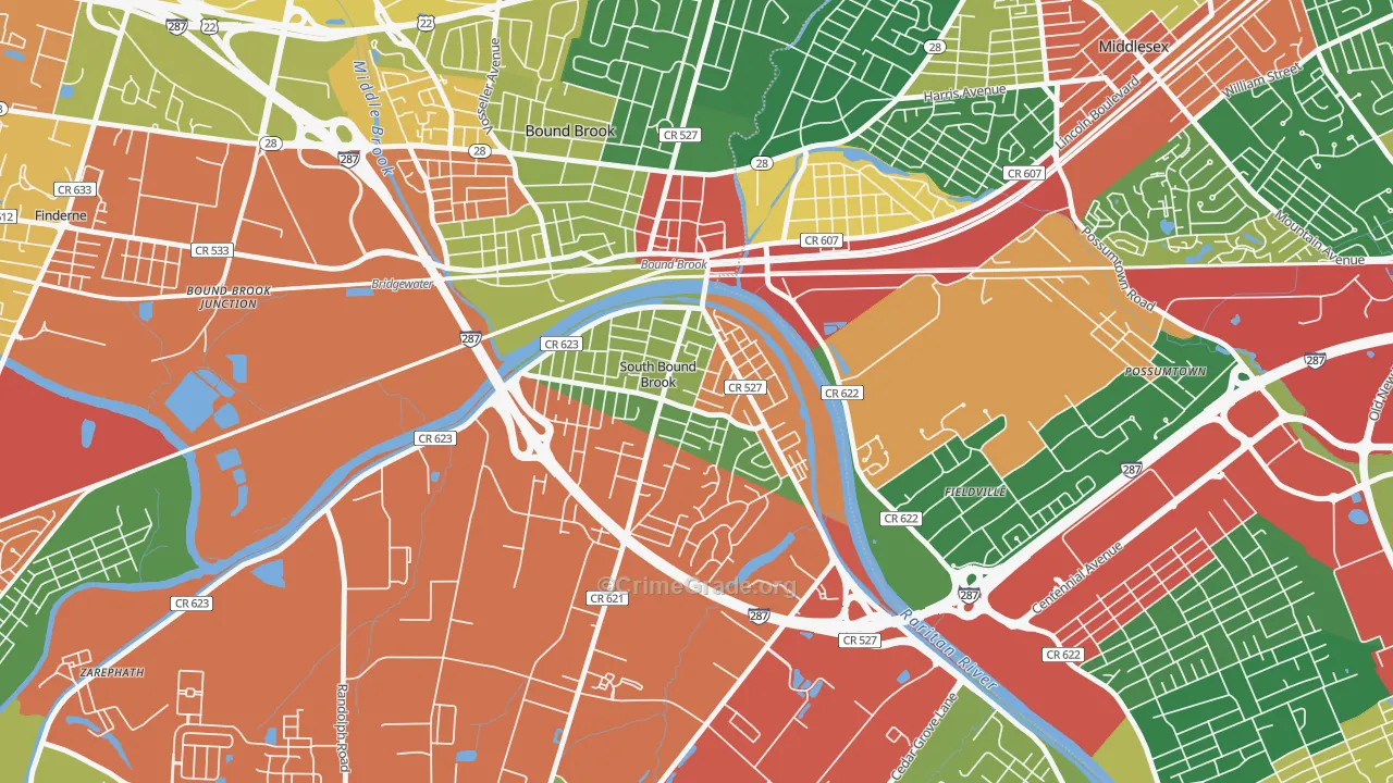 08880, NJ Map of Theft Rates